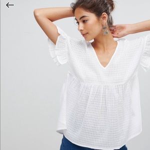asos white peplum grill sleeve top